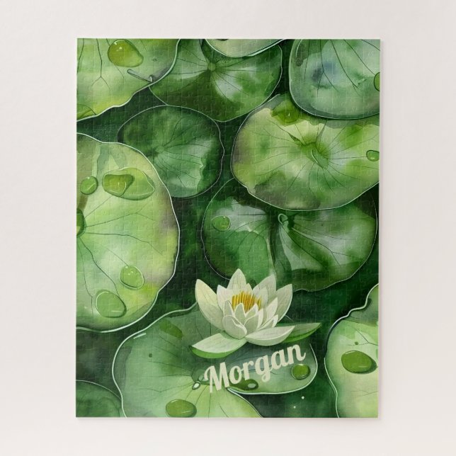 Quebra-cabeça Pond De Aquarela Tranquilo | Lotus Art Gift (Vertical)