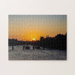 Quebra-cabeça Pont des art at sunset - Paris, França
