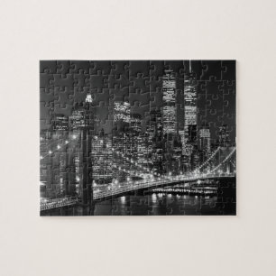 Quebra-cabeça Ponte Black White Brooklyn Noite de Nova York