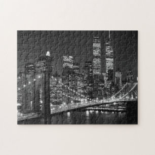 Quebra-cabeça Ponte Black White Brooklyn Noite de Nova York