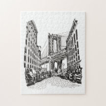 Ponte Brooklyn - Ilustração Branca Negra de Nova I