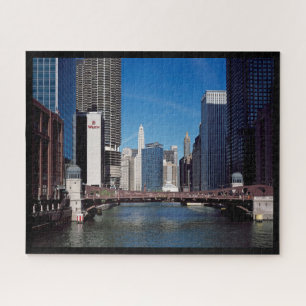 Quebra-cabeça Ponte Clark Street, Chicago River, Marina Towers