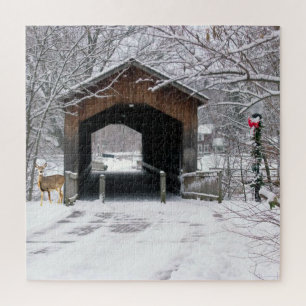 Quebra-cabeça Ponte coberta no inverno
