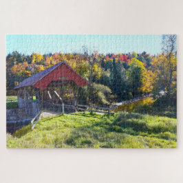 Quebra-cabeça Ponte coberta pelo Randall no outono, Vermont