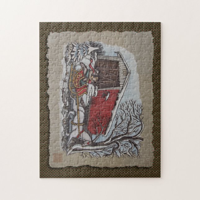 Quebra-cabeça Ponte coberta & trenó (Vertical)