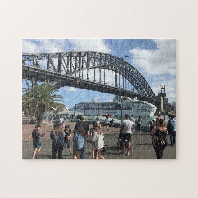 Quebra-cabeça Ponte da Baía de Sydney & Navio de Cruzeiro | Aust (Horizontal)