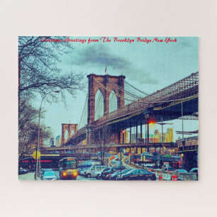 Quebra-cabeça Ponte de Brooklyn Nova York. Saudações de Natal