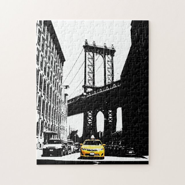 Quebra-cabeça Ponte do Brooklyn - Nova Iorque de Taxi Amarelo Ny (Vertical)
