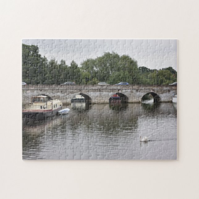 Quebra-cabeça Ponte e Barcos no Rio Avon, Stratford UK (Horizontal)