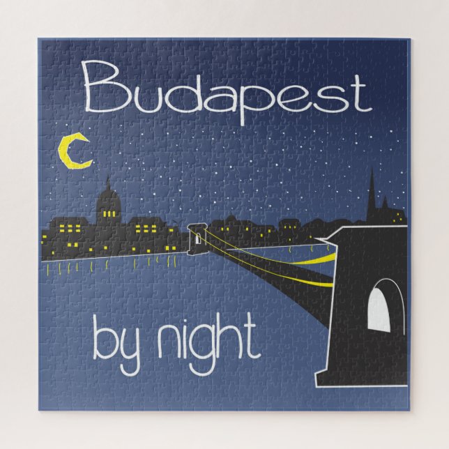 Quebra-cabeça Ponte em Cadeia de Budapeste Hungria à Noite puzzl (Vertical)