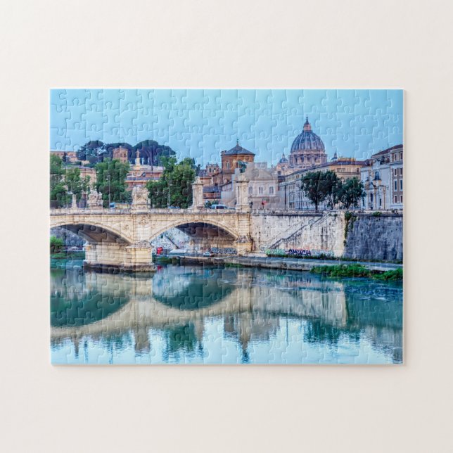 Quebra-cabeça Ponte Emanuele II e Ruas. Basilica de Peter - Roma (Horizontal)