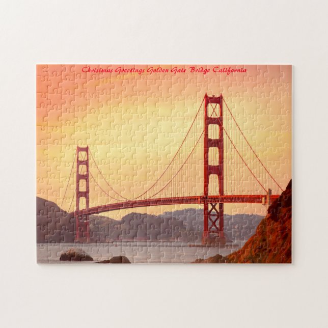 Quebra-cabeça Ponte Golden Gate Califórnia. Saudações de Natal (Horizontal)