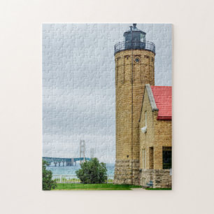 Quebra-cabeça Ponte Mackinac e Farol