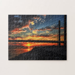 Quebra-cabeça Ponte Sunset na entrada do rio indiano
