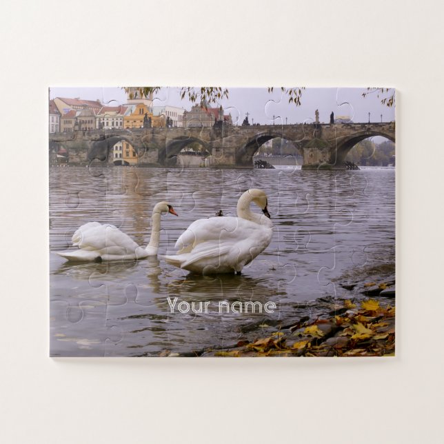Quebra-cabeça Ponte Swans e Charles em Praga (Horizontal)