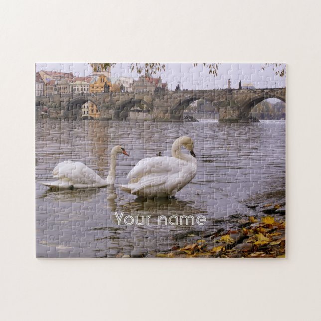 Quebra-cabeça Ponte Swans e Charles em Praga (Horizontal)