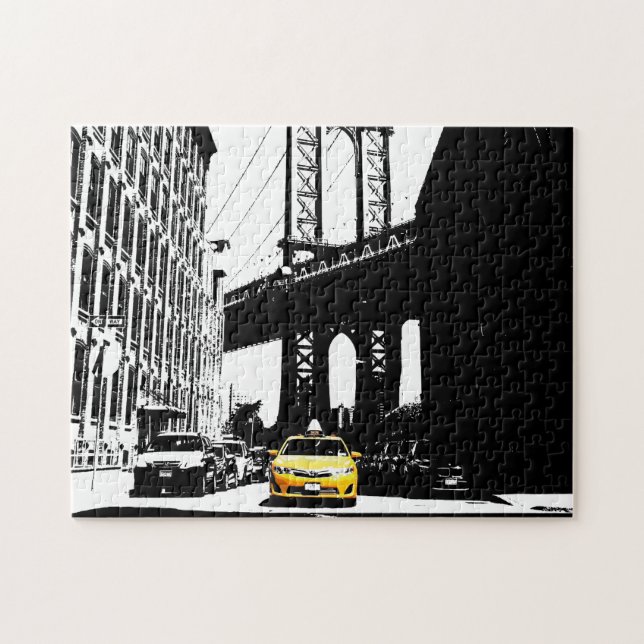 Quebra-cabeça Ponte Yellow Taxi Nyc Nova Iorque Brooklyn (Horizontal)