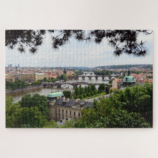 Quebra-cabeça Pontes de Praga e Rio Vltava/Tchecia (Horizontal)