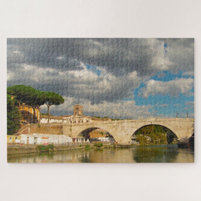 Quebra-cabeça Pontes Famosos no Tibre Roma. (Horizontal)