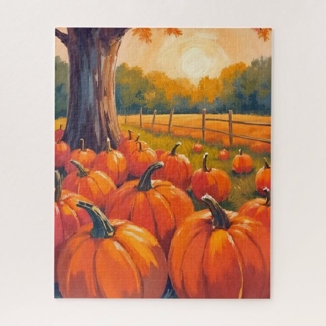 Quebra-cabeça Ponto de Abóbora | Outono Laranja Aquarela Outono (Vertical)