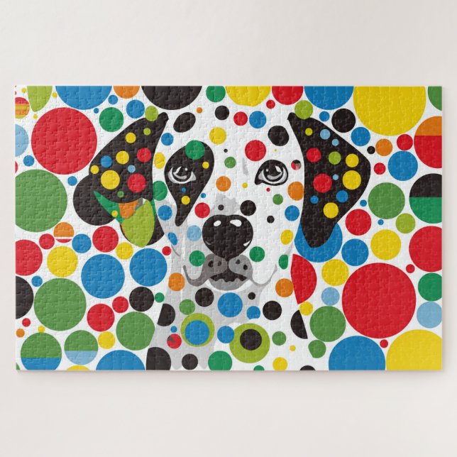 Quebra-cabeça Pontos Coloridos e Cachorro Dalmatas (Horizontal)