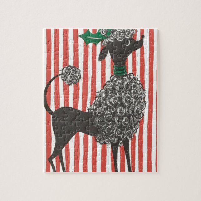 Quebra-cabeça Poodle de Natal (Vertical)