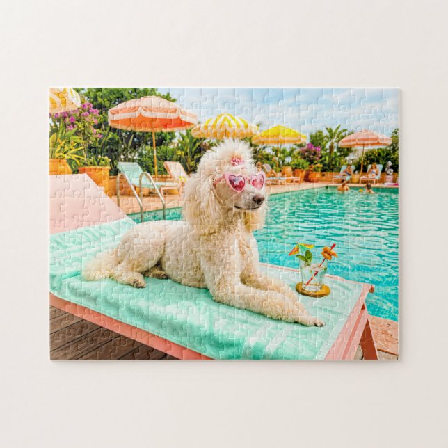 Quebra-cabeça Poodle em poltrona de lounge (Horizontal)