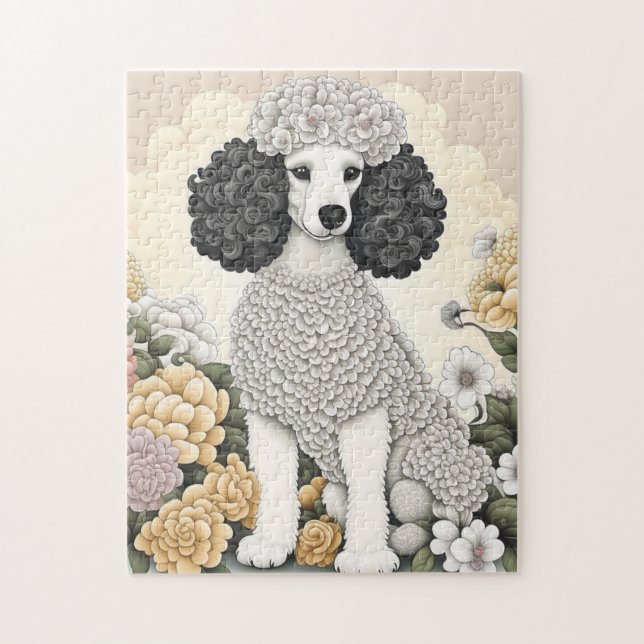 Quebra-cabeça Poodle in Whimsical Flowers (Vertical)