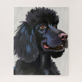 Quebra-cabeça Poodle Preto | Arte de Pet em Aquarela de Cachorro