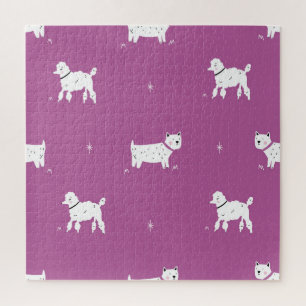 Quebra-cabeça Poodle Roxo: Padrão Retroativo Monocromático