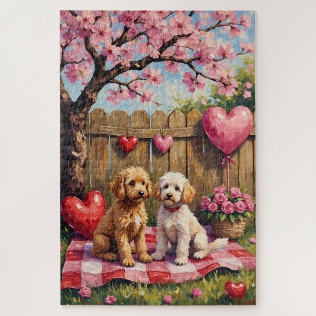 Quebra-cabeça Poodle Valentine’s Day Art (Vertical)