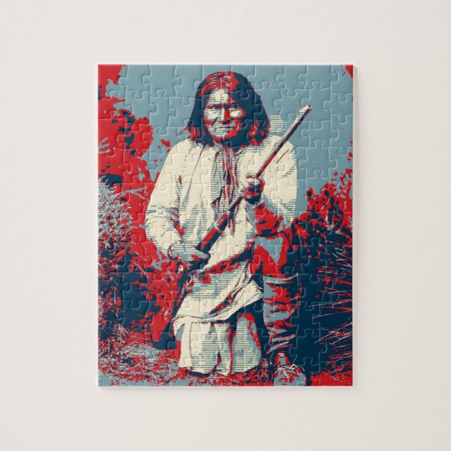Quebra-cabeça Pop Art Geronimo Chefe da Legenda Indiana (Vertical)