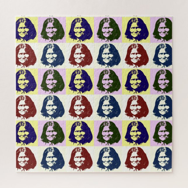 Quebra-cabeça Pop Art Geronimo Chefe da Legenda Indiana (Vertical)
