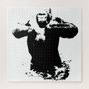 Quebra-cabeça Pop Art Gorilla Batendo Animais Selvagens No Peito