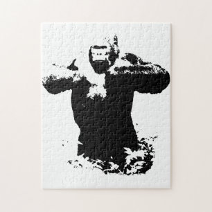 Quebra-cabeça Pop Art Gorilla Batendo Animais Selvagens No Peito