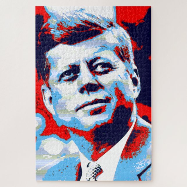 Quebra-cabeça Pop Art JFK John F. Kennedy Red Blue (Vertical)