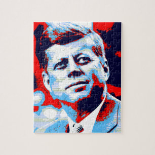 Quebra-cabeça Pop Art JFK John F. Kennedy Red Blue