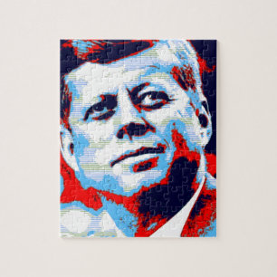 Quebra-cabeça Pop Art JFK John F. Kennedy Red Blue
