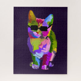 Quebra-cabeça Pop art legal gato, incrivelmente incrivelmente de