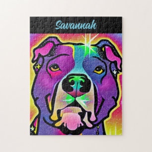 Quebra-cabeça Pop de Arte do Cão Pitbull Personalizada