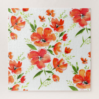 Quebra-cabeça Pópias Laranja Gentil Padrão de Aquarela