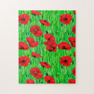 Quebra-cabeça Poppies vermelhos num campo verde