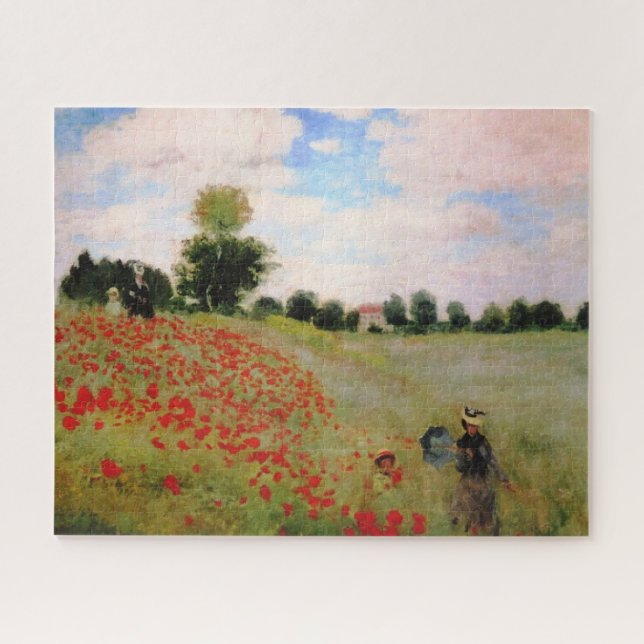 Quebra-cabeça Poppies vermelhos por Monet - Mulher Parasol do Ca (Horizontal)