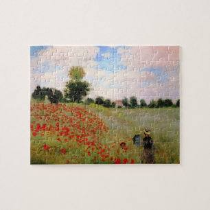 Quebra-cabeça Poppies vermelhos por Monet - Mulher Parasol do Ca