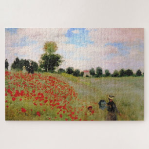 Quebra-cabeça Poppies vermelhos por Monet - Mulher Parasol do Ca