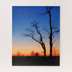 Quebra-cabeça Pôr do Sol Através das Árvores