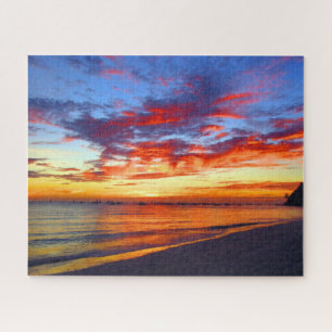 Quebra-cabeça pôr do sol boracay vermelho
