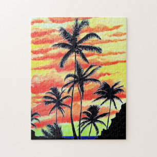 Quebra-cabeça Pôr do Sol de Coco Palms Havaiano