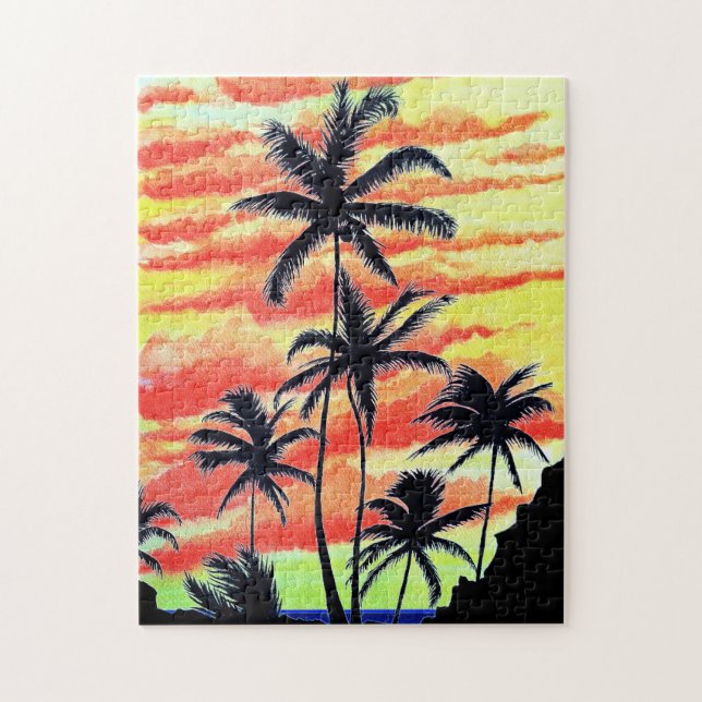 Quebra-cabeça Pôr do Sol de Coco Palms Havaiano (Vertical)