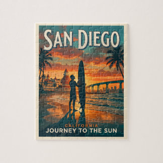 Quebra-cabeça Pôr do sol de surfe em San Diego Califórnia Viagem